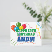 カラフルなバルーンでお誕生日おめでとう ポストカード (スタンド正面)