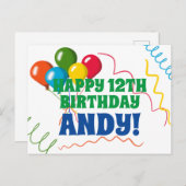カラフルなバルーンでお誕生日おめでとう ポストカード (正面/裏面)