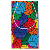 カラフルなバレーボールのスポーツのコラージュ スモールペーパーバッグ (裏面)