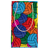 カラフルなバレーボールのスポーツのコラージュ スモールペーパーバッグ (正面)