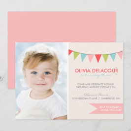 カラフルなバンティング 子供の誕生日パーティー招待状 招待状