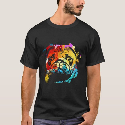 カラフルなパグのクールなデザイン 428 Tシャツ (正面)