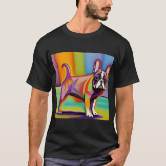 カラフルなパグアート 抽象的なパグアート 虹のパグアート Tシャツ