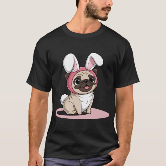 カラフルなパグ Tシャツ (正面)