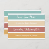 カラフルなパステルのストライプは日付を救います セーブザデート (正面/裏面)