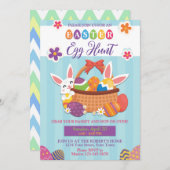 カラフルなパステルイースターエッグハントの招待状 招待状 (正面/裏面)