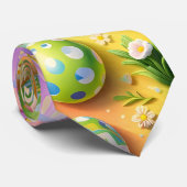 カラフルなパステルイースターエッグ柄の華やかなネクタイ ネクタイ (ロール)