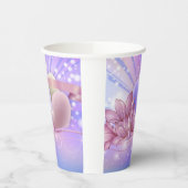 カラフルなパステル背景の花と卵 紙コップ (左)