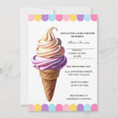 カラフルなパステル アイスクリーム サンデー ベビーシャワー 招待状 (正面)