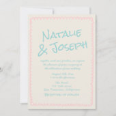 カラフルなパステル ハンドライティング フォト ウェディングQRコード 招待状 (正面)