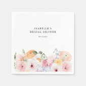 カラフルなパステル フラワーのブライダル シャワー スタンダードカクテルナプキン (正面)