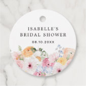 カラフルなパステル フラワー ブライダル シャワー フェイバータグ (正面)