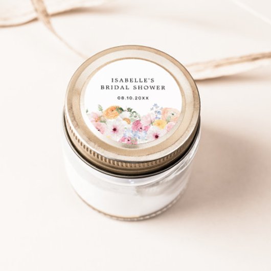 カラフルなパステル フラワー ブライダル シャワー ラウンドシール