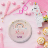 カラフルなパステル レインボー ガール バースデー ペーパープレート (パーティー)