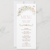 カラフルなパステル ワイルドフラワーの結婚式 メニューカード 招待状 (正面)