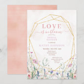 カラフルなパステル ワイルドフラワー ブライダル シャワー 招待状 (正面/裏面)