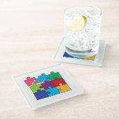 カラフルなパズルの部分 ガラスコースター (アングル)