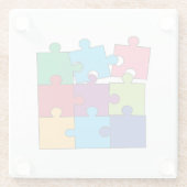 カラフルなパズルの部分 ガラスコースター (裏面)