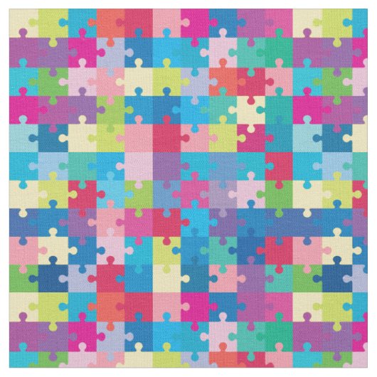 カラフルなパズルパターン自閉症の認識度 ファブリック (クローズアップ)