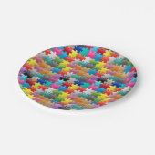 カラフルなパズルパターン ペーパープレート (アングル)