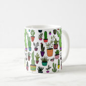 カラフルなパターンのかわいいサボテン鉢植え コーヒーマグカップ (正面右)