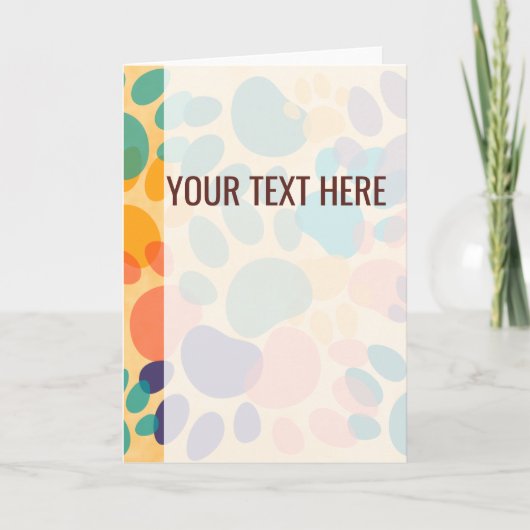 カラフルなパターン 犬の足跡 お知らせ 案内状 (正面)