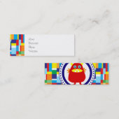 カラフルなパッチワークのブロックのかわいく赤いモンスター スキニー名刺 (正面/裏面)