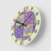 カラフルなパッチワークの柱時計 ラウンド壁時計 (傾斜)
