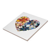 カラフルなパッチワークキルトのハート タイル (側面)