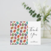 カラフルなパリのマカロン柄の誕生日お礼 ポストカード (スタンド正面)