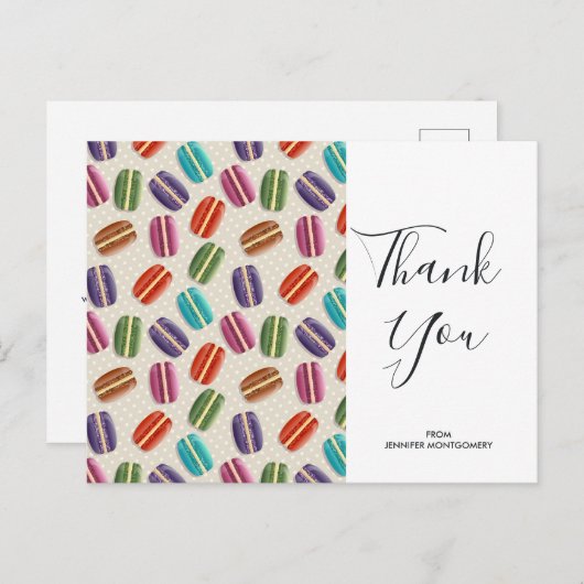 カラフルなパリのマカロン柄の誕生日感謝 ポストカード (正面/裏面)