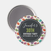 カラフルなパリのマカロン柄の誕生日 マグネット (正面/裏面)