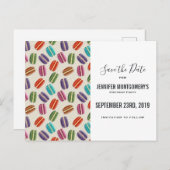 カラフルなパリのマカロン柄 Save the Date ポストカード (正面/裏面)