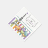 カラフルなパリ マカロン エッフェル塔 モノグラム ペーパー スタンダードカクテルナプキン (角)