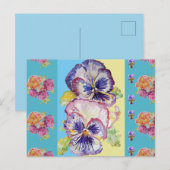 カラフルなパンジー花の水彩アクアポストカード ポストカード (正面/裏面)