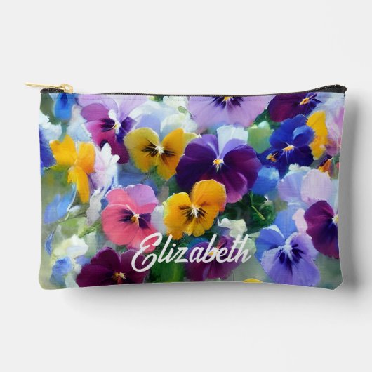 カラフルなパンジー アクセサリーポーチ (正面)
