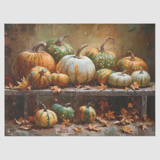 カラフルなパンプキン ヴィンテージ オイルペイント デコパージュ 薄葉紙 (正面)