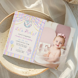 カラフルなパーティーの子供の誕生日パーティーの写真 招待状