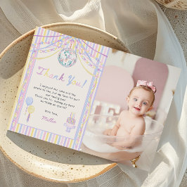 カラフルなパーティーの子供の誕生日写真 サンキューカード