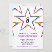 カラフルなパーティーの招待状 星 レインボー 幼稚園児 キッズ 招待状 (正面)