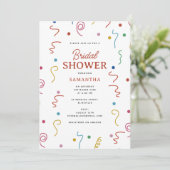 カラフルなパーティーコンフェッティ ブライダルシャワー 招待状 (スタンド正面)