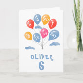 カラフルなパーティー風船の子供の誕生日カード カード (正面)