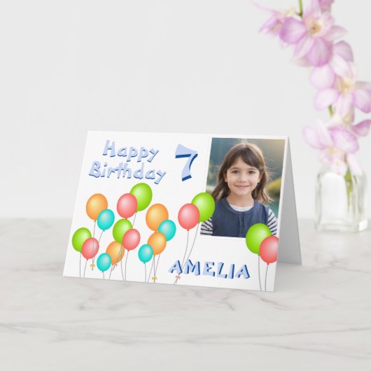 カラフルなパーティー風船 子供の誕生日写真 カード (蘭)