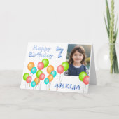 カラフルなパーティー風船 子供の誕生日写真 カード (正面)