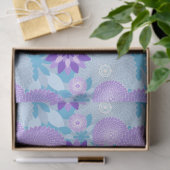 カラフルなパープル+ブルーの花の曼荼羅模様 薄葉紙 (ギフト)