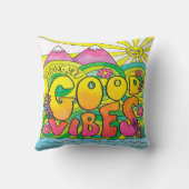 カラフルなヒッピーのデザインのクッション クッション (裏面)