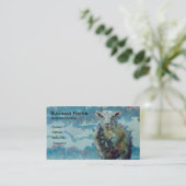 カラフルなヒツジおよび曇り空の名刺 名刺 (スタンド正面)