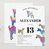 カラフルなヒツジをテーマにした誕生日パーティー 招待状 (正面/裏面)