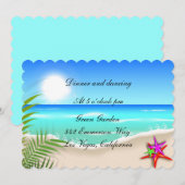 カラフルなヒトデがいるビーチの受付カード 招待状 (正面/裏面)