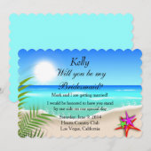 カラフルなヒトデのビーチ仲人カード 招待状 (正面/裏面)